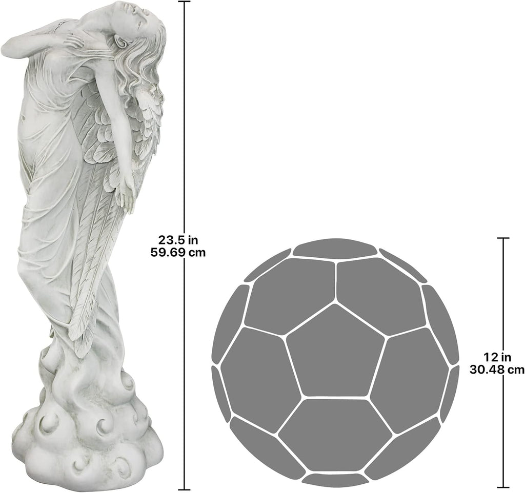 Ascending Angel Garden Statue, Medium, Antique Stone