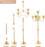 Gold Floor Candelabra, 40'' Tall Floor Candle Holders, 2 Pcs Metal 5 Arm Candelabra Centerpiece Decorations for 5