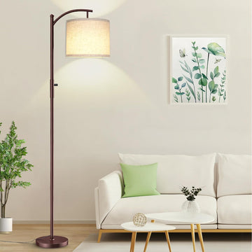 Dimmable Floor Lamp, Arc Floor Lamps, Stepless Dimming Modern Standing Lamp with Linen Shade, Tall Lamp Office