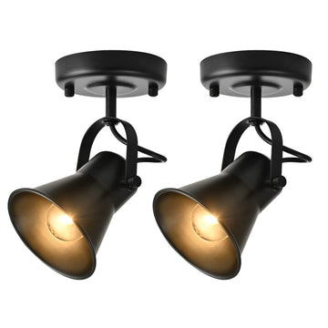 Industrial Mini Track Lighting Ceiling Light, Black Spot Lights Indoor with Multi-Directional Adjustable Light Head