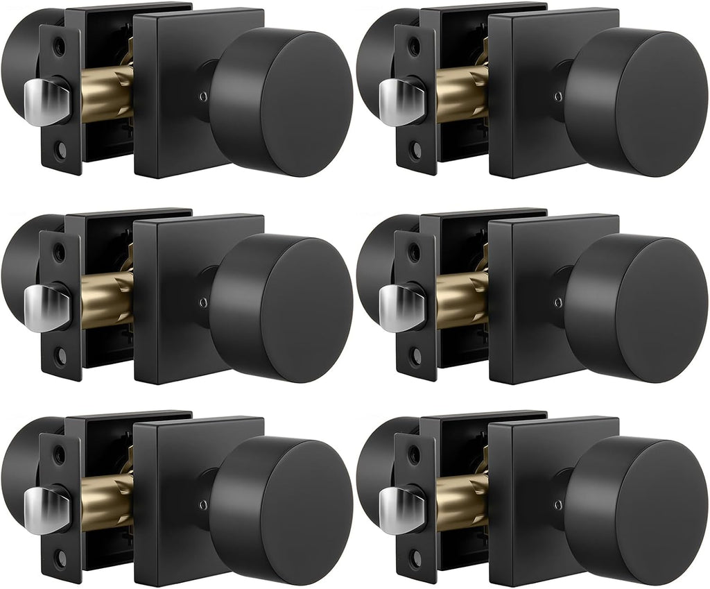 Matte Black Passage Door Knobs Interior, Zinc Alloy Matte Black Door Knob , Non-Locking Function