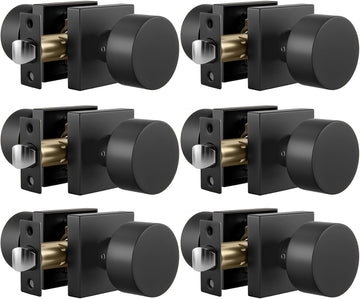 Matte Black Passage Door Knobs Interior, Zinc Alloy Matte Black Door Knob , Non-Locking Function