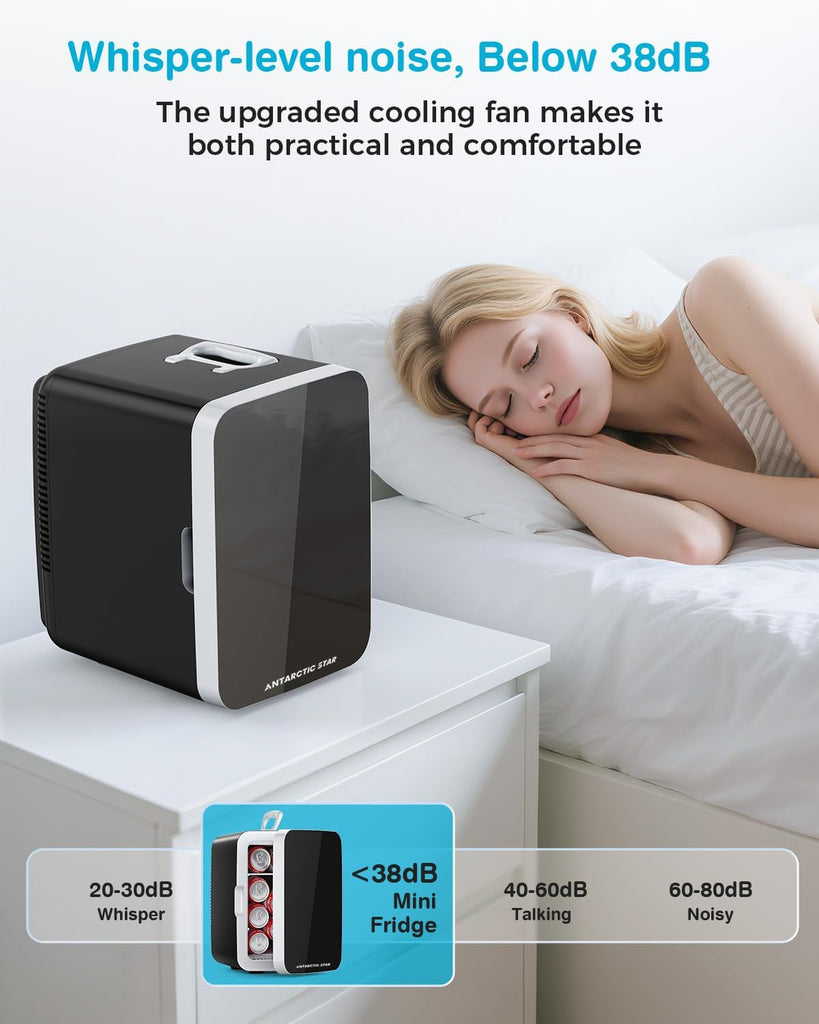 Compact Mini Fridge, 10L Portable Small Refrigerator, 2.6 Gal Mini Fridge with AC/DC Adapters, Small Cosmetics Cooler
