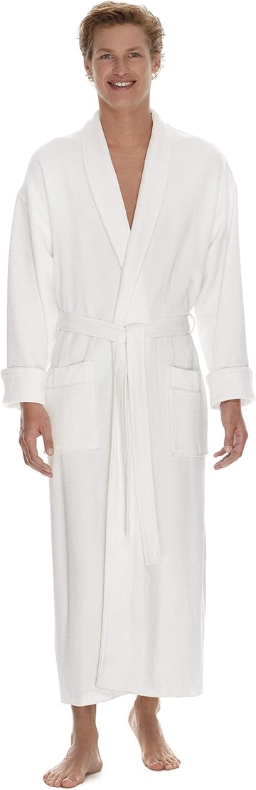 Terry Men's Soft Waffle Robe, Long Hotel Bathrobe, Spa Bath Robes | Soft, luxury knit bathrobe for men