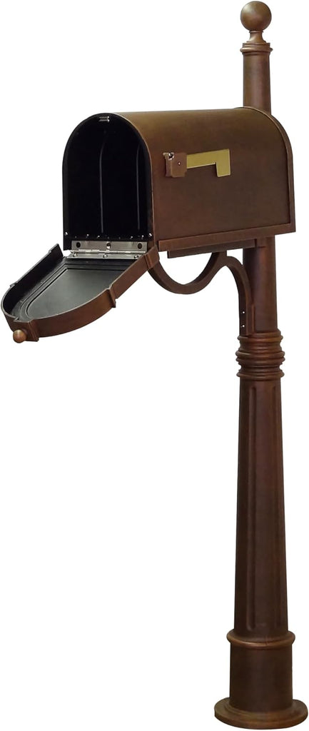 Berkshire Curbside Mailbox with Aluminum Post - Copper Mailbox with Ashland Post