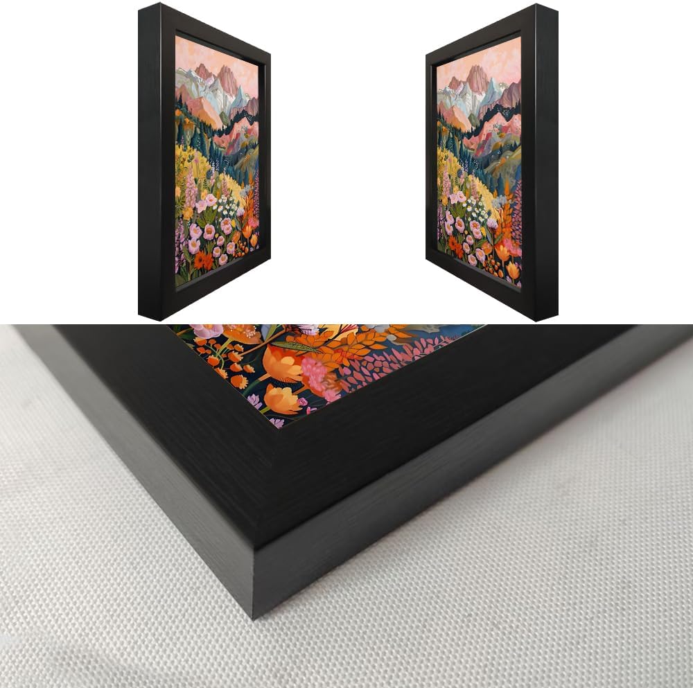 Framed Landscape Mountain Painting Autumn Forest Wall Art 3 Piece Nature Canvas Print Vintage Fall Picture Artwork