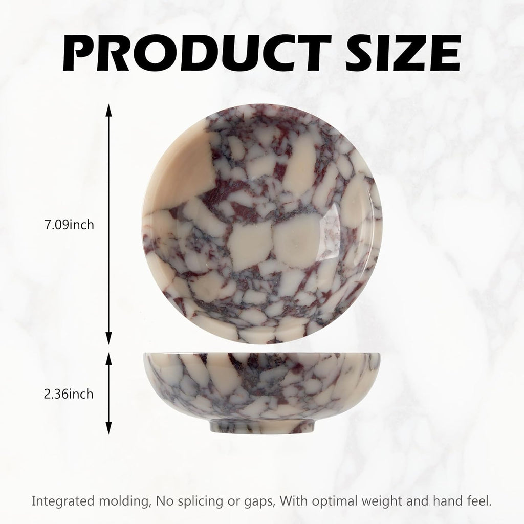 Luxury Natural Marble Decorative Bowl - Medium 7-Inch Calacatta Viola Marble for Coffee Table Centerpiece Holder