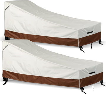 Waterproof Patio Chaise Lounge Cover 2 Pack, 420D Chair Covers (68x30x30) - Set of 2