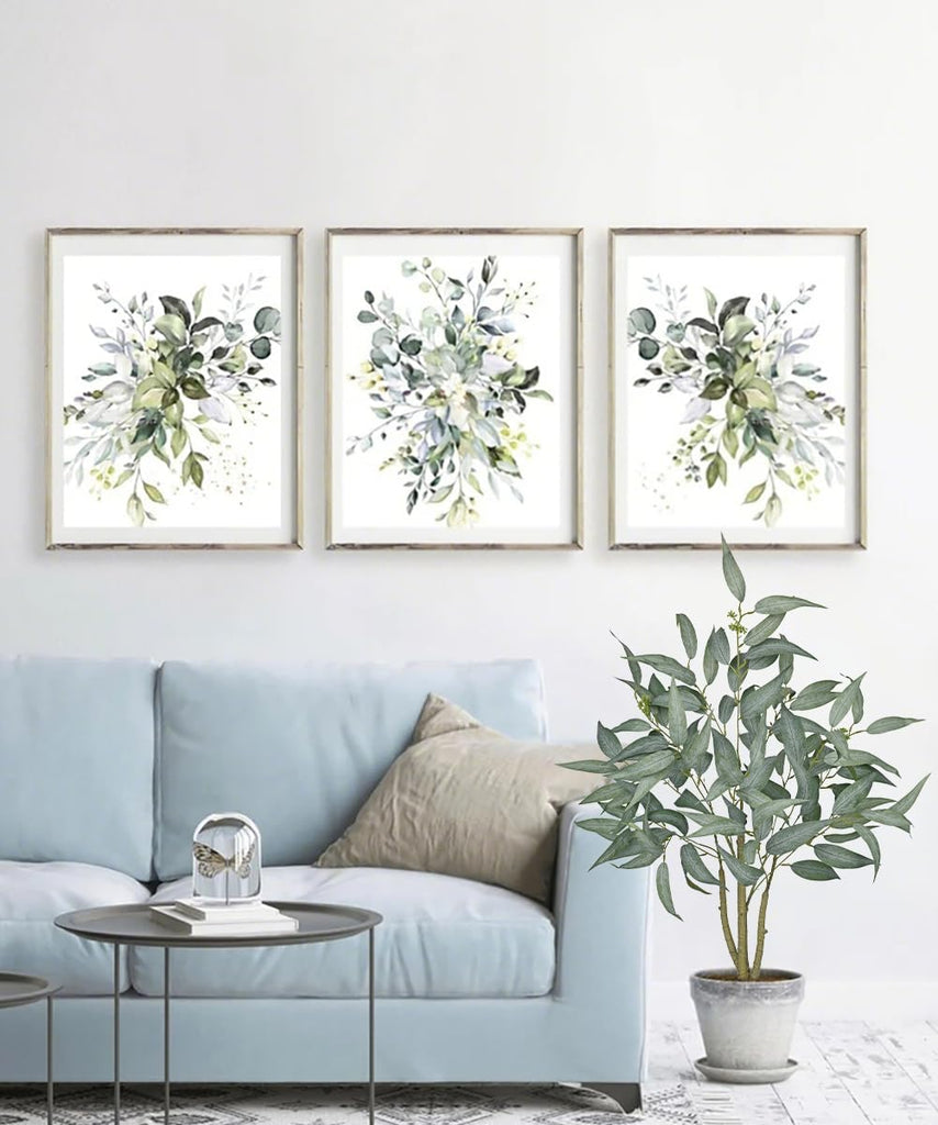 Eucalyptus Trees Artificial Indoor - 3FT Tall Faux Eucalyptus Plants in White Planter, Fake Plant Décor Bedroom