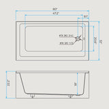 60"x32" Acrylic Alcove Bathtub with Integral Apron - Right Drain & Brushed Nickel Pop-Up Drain - Glossy White Deep
