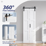 30X84(Double 15x84) White Bifold Barn Door Sliding Bi fold Doors Bi-fold Folding with 34" Hardware K