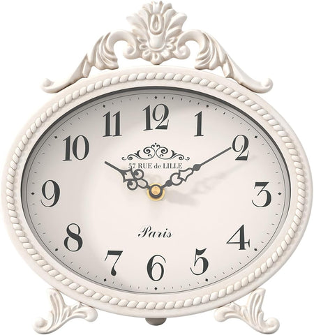 Abdurey Vintage Table Clock on Stand,Desk and Shelf Decorative Clock,French Rustic Style Mantel Clocks,Metal Frame