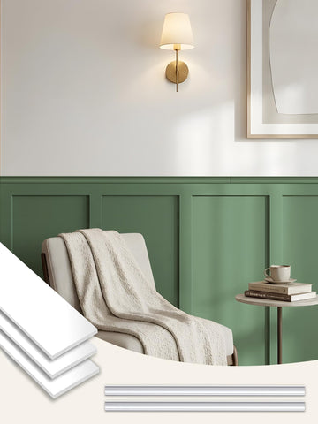 Board and Batten Wainscoting Panels, Paintable, 94" x 54", White