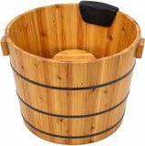 Luxury Fragrant Cedar Soaking Tub - Japanese Style Round Wooden Bathtub with Foot Massager & Full Accessories (wooden