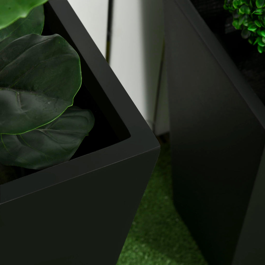 2-Pack Outdoor Planter Set with Drainage Holes, 22in & 18in, Black