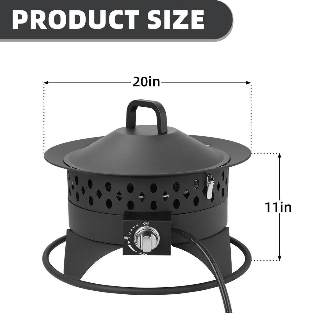 Propane Fire Pit with Grill, 20 in, 60, 000 BTU