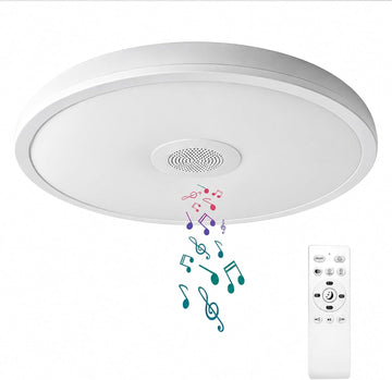 Smart Waterproof LED Flush Mount Ceiling Light Fixture,with Bluetooth Speaker,11 Inch,18 watt,Dimmable Music Lamp,RGB
