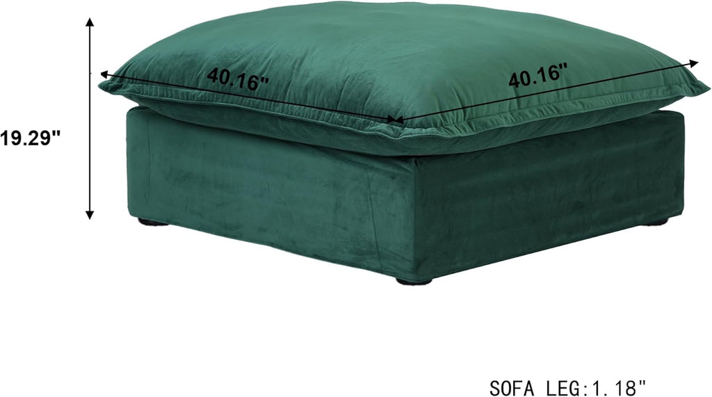 Ottoman Module for Living Room, Cushion Covers Removable, Minimalist Comfy Breathable Ottoman Seater Paired with Sofa Couch for Living Room Apartment, Green