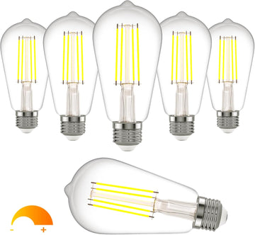 E26 LED Edison Bulbs: 8W Equivalent 80W Dimmable LED Bulbs - Vintage ST58 4000k ‎Neutral White - 800 Lumens High