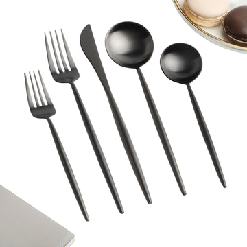 4 Sets of 5 Pieces Matte Black 18/10 Stainless Steel Flatware, Stainless Steel Kitchen Utensils
