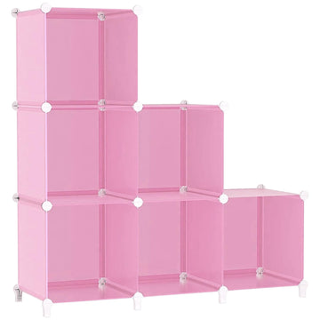 Cube Storage Organizer, Closet Organizers, 6 Cube Shelf, Pink