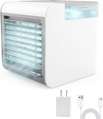 Portable Air Conditioner Fan, 4-in-1 Mini Air Cooler with 450ML Water Tank