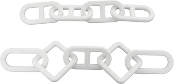 Wood Chain Decorative Sculpture Home Decor Statues, Set of 2 Accent Figurines 27", 25"W, White