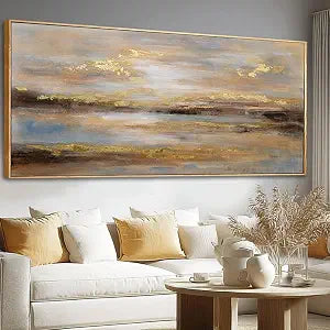 Gold Abstract Wall Decor Modern Artwork Framed Canvas Painting Large Wall Art Bedroom Wall Decor Living Room Print
