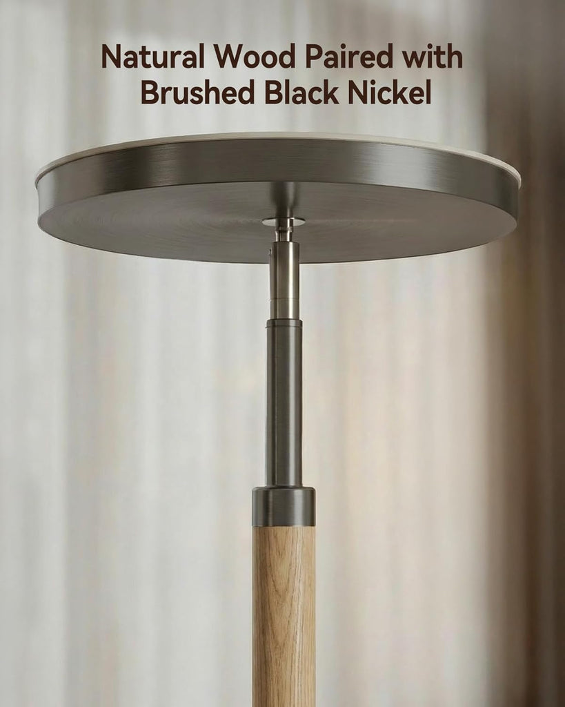 Wood Torchiere Floor Lamp, Super Bright Stepless Dimmable LED Uplight Standing Lamp with Remote Adjustable Color