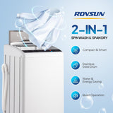 25LBS Portable Washing Machine, Full-Automatic Electric Laundry Machine with Stainless Steel Drum, Compact Washer and
