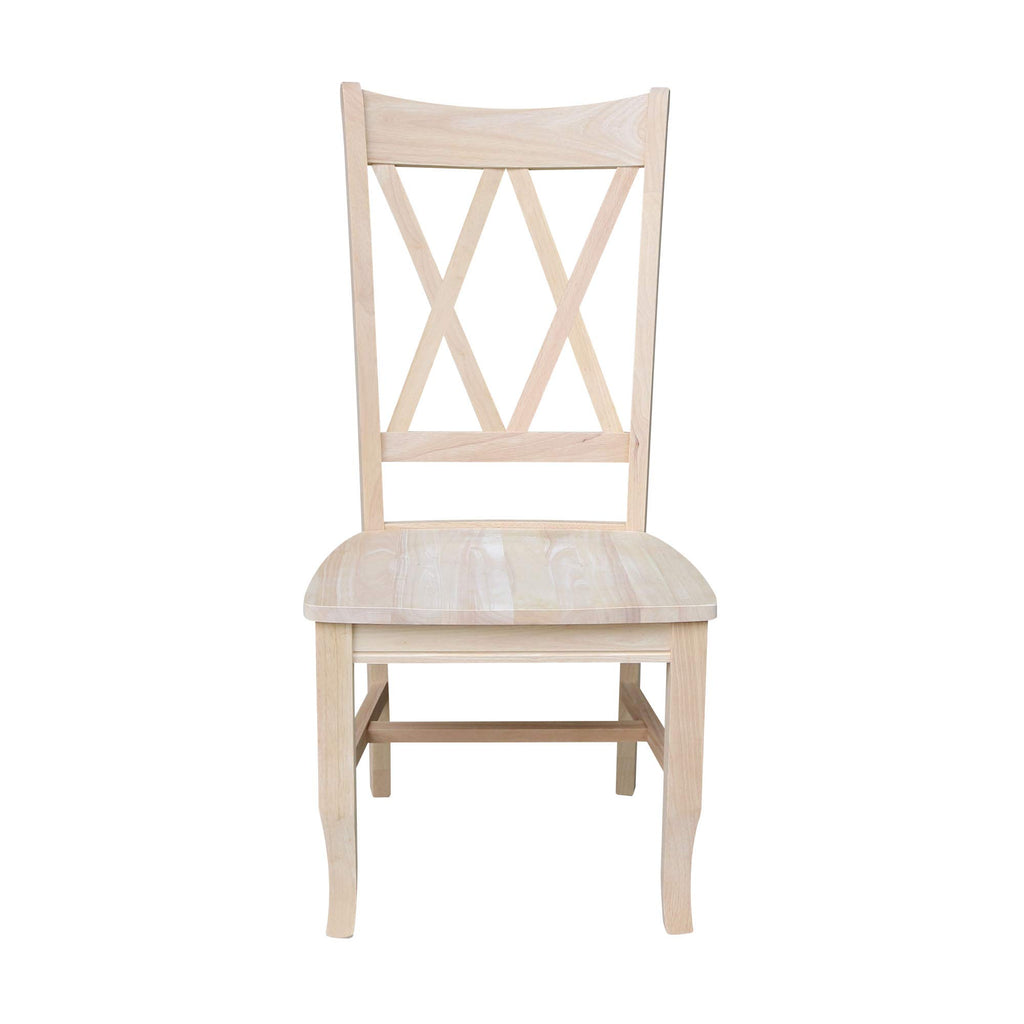 Set of 2 Double X-Back, Armless, Real Wood, Kitchen/Dining/Accent, 19.9"W x 22"D x 41.3"H, 225 Lbs Wt. Capacity