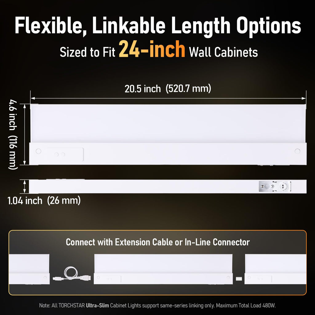 Ultra-Slim LED Under Cabinet Lighting Fits 24" Cabinets