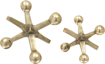 79 Aluminum Metal Jack Decorative Sculpture Home Decor Statues, Set of 2 Accent Figurines 4", 5"H, Gold