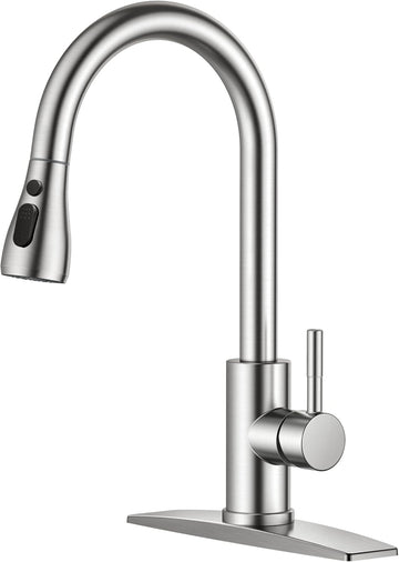 Kitchen Faucets with Pull Down Sprayer, Brushed Nickel
