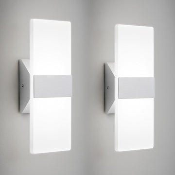 LED Wall Sconces Set of Two, Dimmable Indoor Wall Lights, 2700K-5000K Adjustable, Hardwired Acrylic Wall Lamps