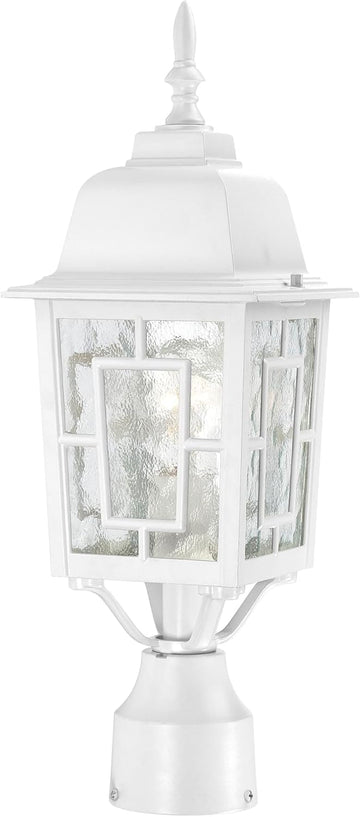 Banyon One Light Post Lantern 100 Watt A19 Max. Clear Water Glass White Outdoor Fixture, 6.1 x 17.25-Inches