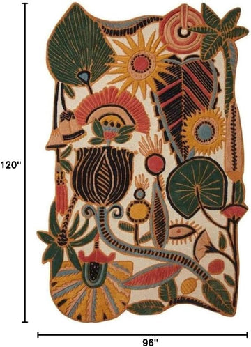 Hand Tufted Floral Area Rug, New Zealand Woolen Carpet and Hall (8 x 10 Feet, Multicolor)