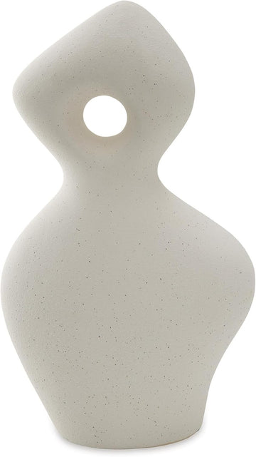 Ceramic Abstract Sculpture, Off White | Water-resistant sanded 15 in ceramic art, Organic modern style s and warm