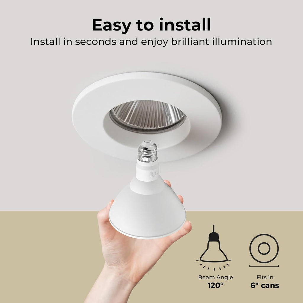 Flood Light Bulbs Outdoor 5000K Daylight, PAR38 LED Porch Light Bulb Waterproof, 100W Equivalent, Dimmable Exterior