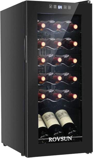 18 Bottle Wine Fridge, Freestanding Compressor Wine Cooler Refrigerator
