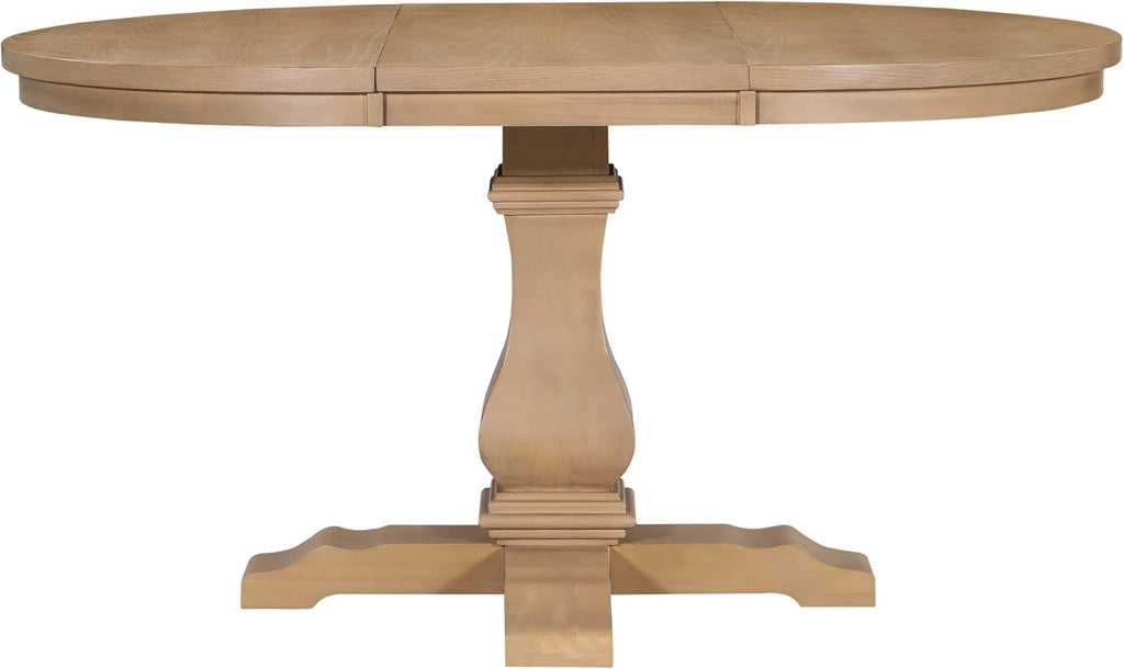 Tokin Extendable Dining Room Table for 6, Wooden Round Expandable Kitchen Table, Vintage Oval Dining Table for Dining