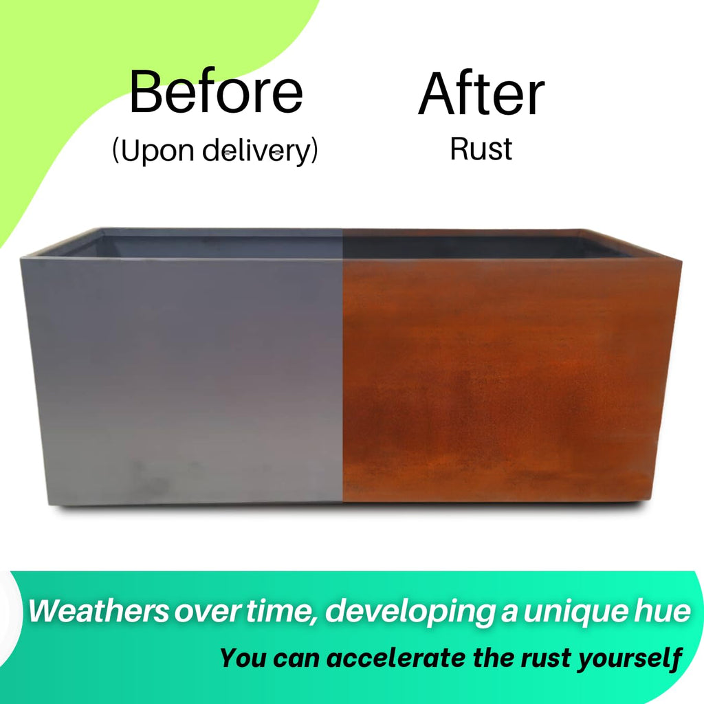 Corten Steel Planter Large Rectangle for Outdoor, Metal Planter Box - 46x20x20 inch - Flower Pot for Garden, Patio