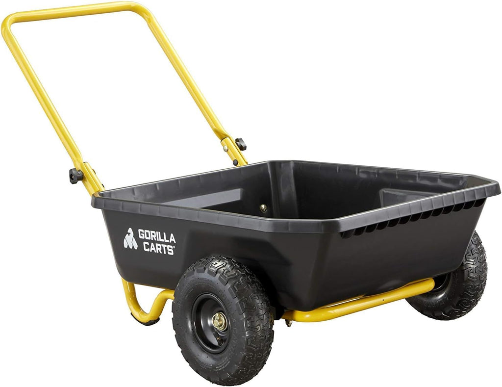Poly Dump Cart, 2-Wheel Garden Wagon, 4 Cu Ft, 300lb Capacity | Foldable Handle, Push or pull design, Low center of