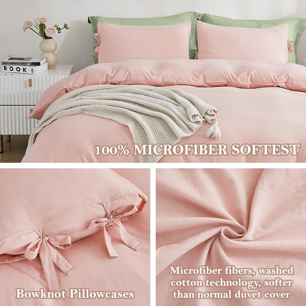 Pink Duvet Cover King, 3 Pieces Duvet Cover Set - Set of 3