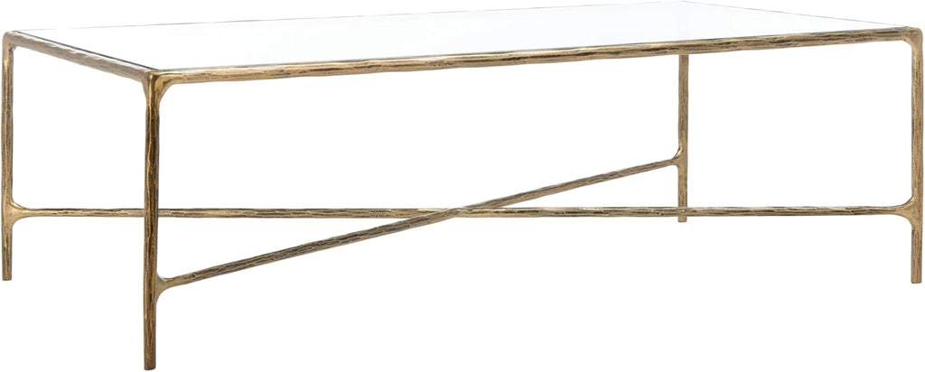 Couture Collection Jessa Brass/Glass Top Rectangle Coffee Table (Fully Assembled)