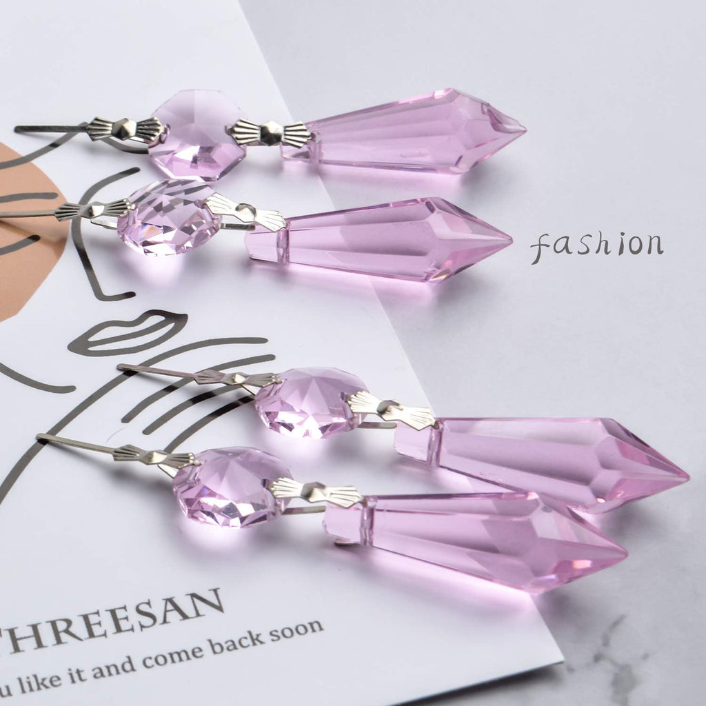 20 Pieces Chandelier Icicle Crystal U-Drop Prisms Lamp Parts Glass Pendants Beads for Wedding