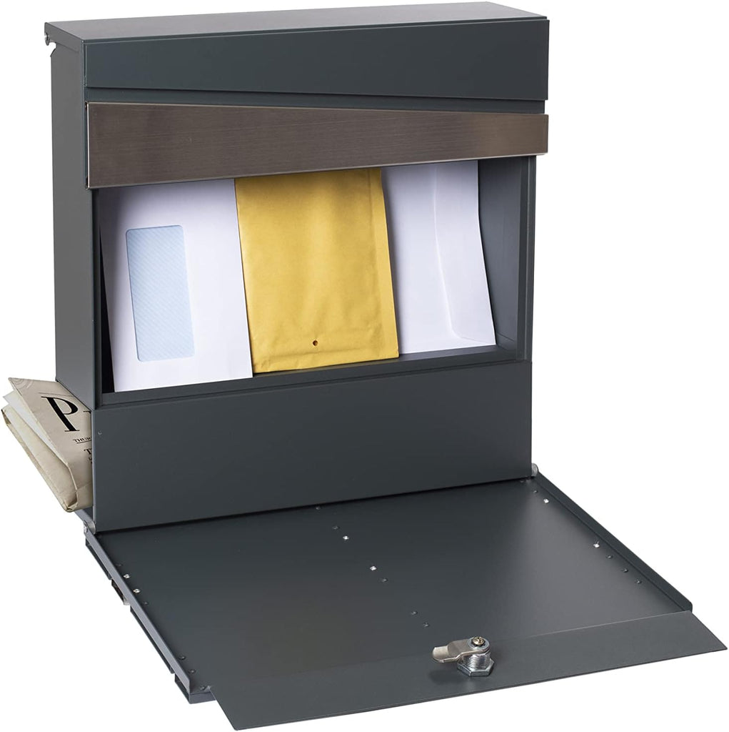 Armor E6905 Designer Letter Box Galvanised Steel with Newspaper Holder, Post Box and Newspaper Box