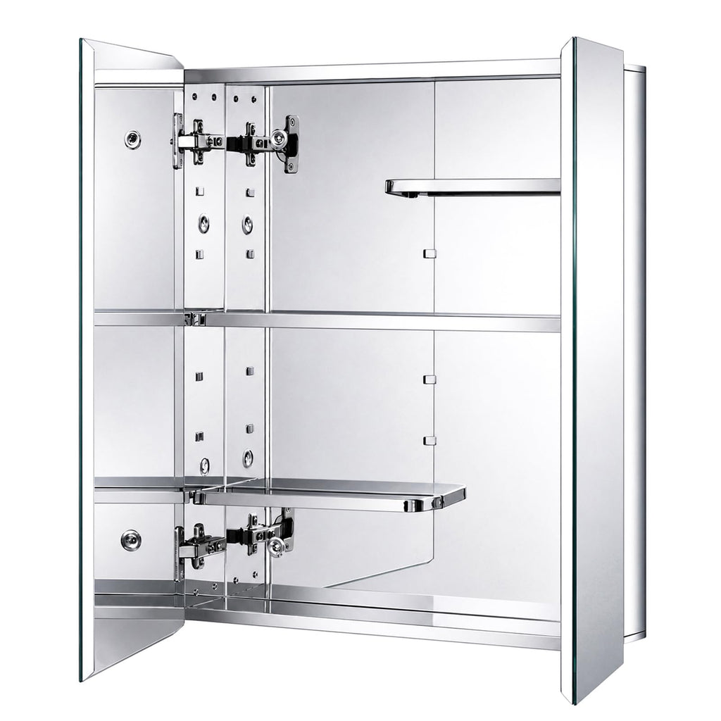 Stainless Steel Medicine Cabinet, Bathroom Mirror Cabinet, Surface Mount and Recess Mount, 23.6 x 25.6 inch, with