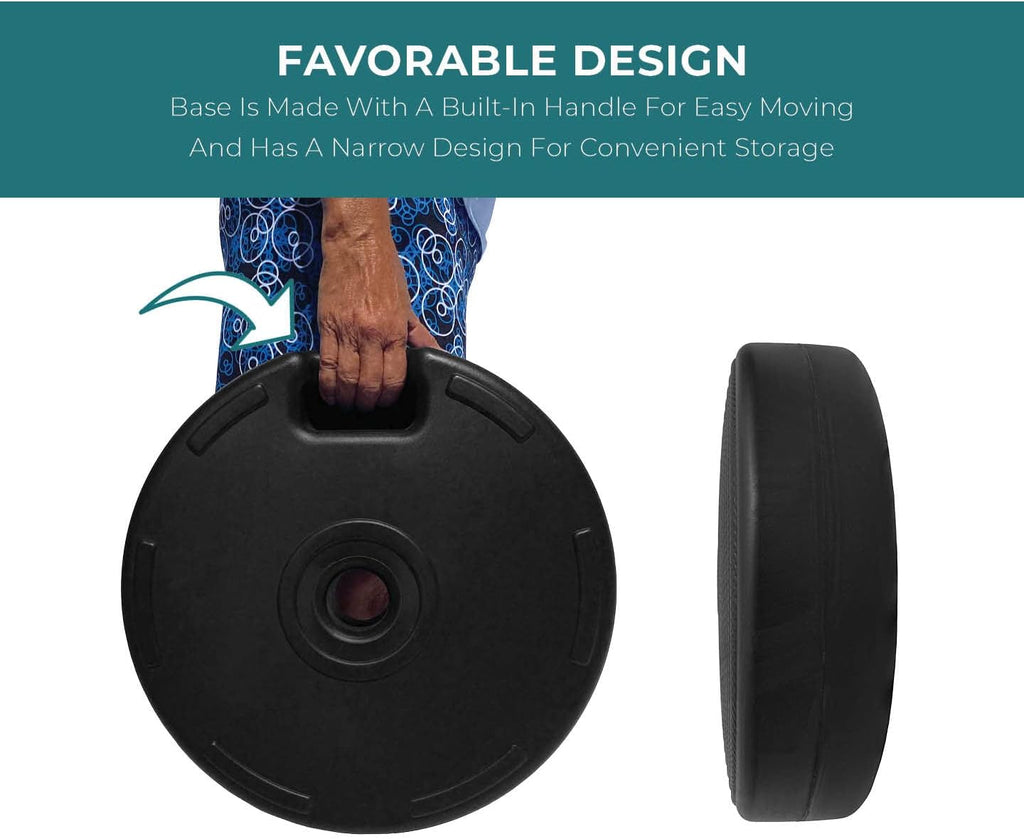 17L Round 18" Water/Sand Fillable Patio Outdoor Umbrella Base Stand w/Handle Carrier - Backyard Expressions