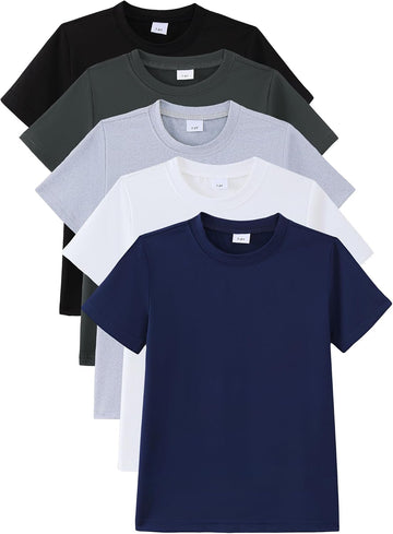 5 Pack Boys Shirts Short Sleeve Boys Tshirts Kids T-Shirts Tees Clothes Summer Tops (Fits Small, Size Up)